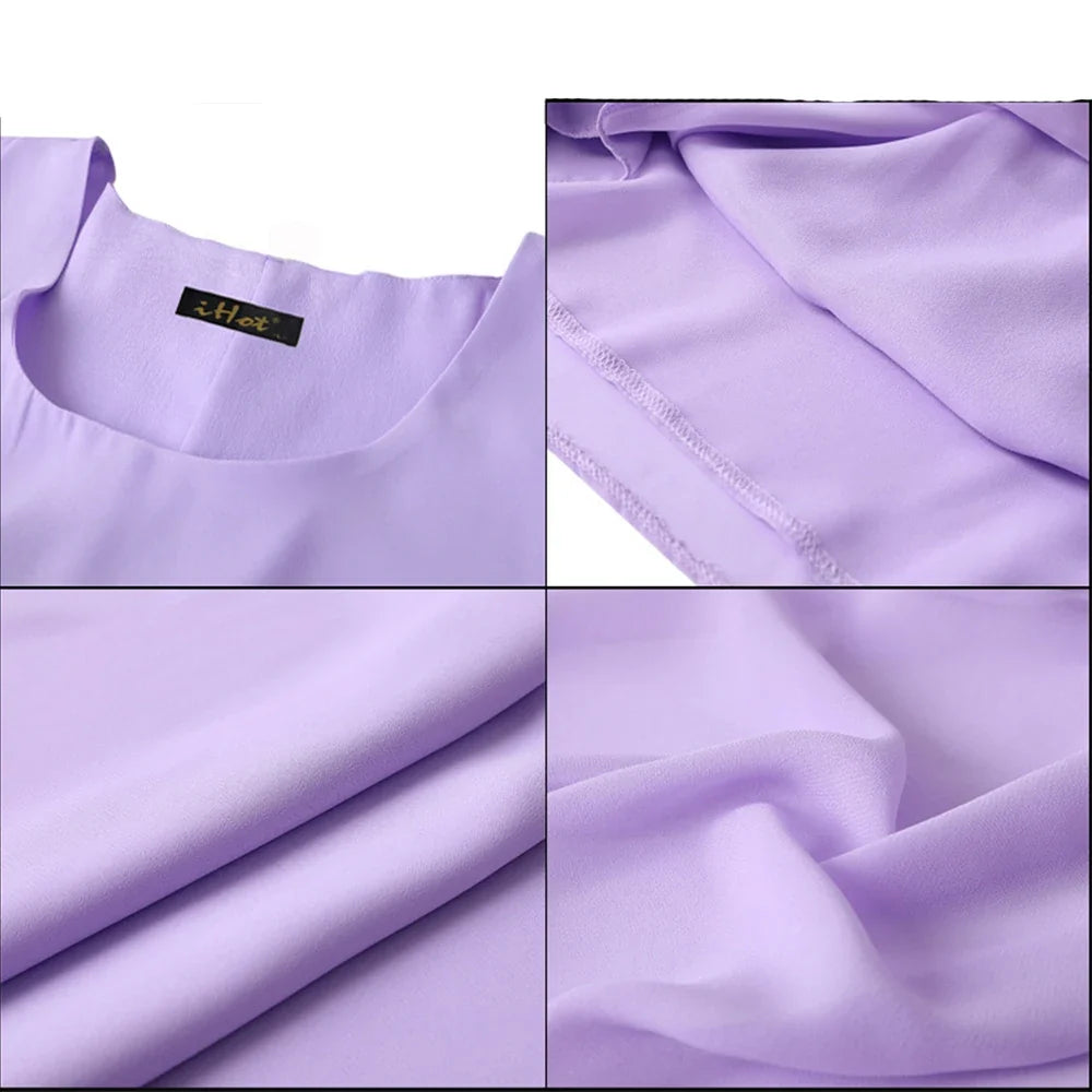 2 Pieces Chiffon Dress Set Women Casual Long Sleeve Solid Cardigan Dress Elegant Wedding Evening Party Dresses Clothing Vestidos