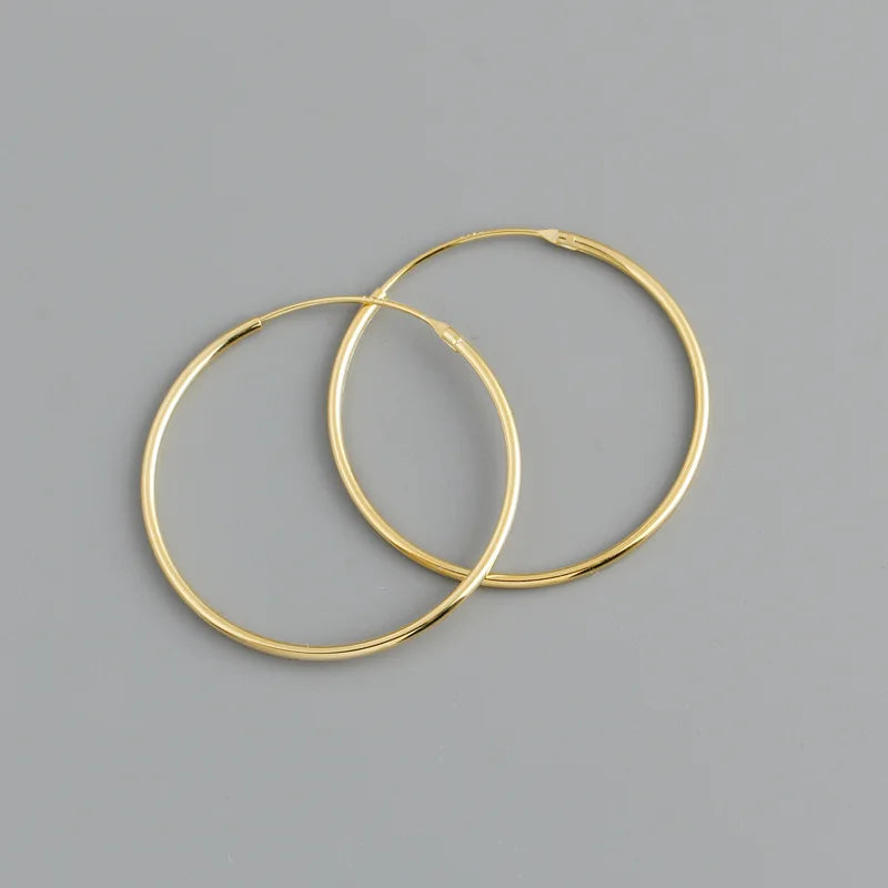 Genuine 925 Sterling Silver Fashion Korean Simple Hoop Earrings for Women Men Charming Chic Party Jewelry Accessories