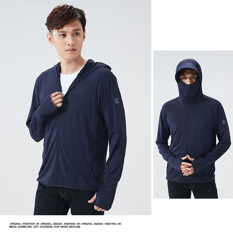 Long Sleeve Hoody Summer Women Sun UV Protection Quick Dry Clothing Men Hooded Jacket Thin Beach Sweatshirt