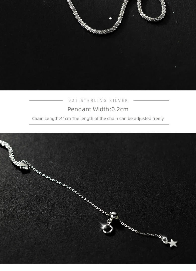 Dazzling Simple Adjustable Necklace for Women Girls 925 Sterling Silver Luxury Brand Jewelry 2024 New Mode Accessories