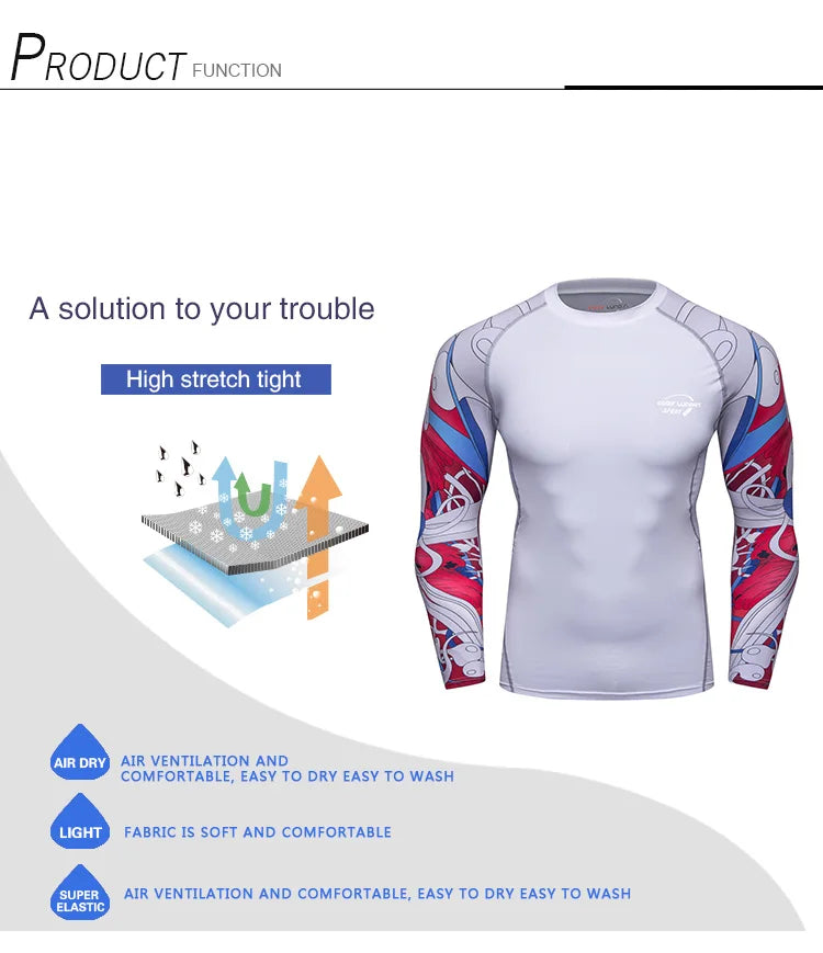 Clothes Full Sleeve White Rashguards For Swimwear Anti -uv Sunscreen T Shirt Boxing Trainning Wear Bjj Jiu Jitsu Rash Guard
