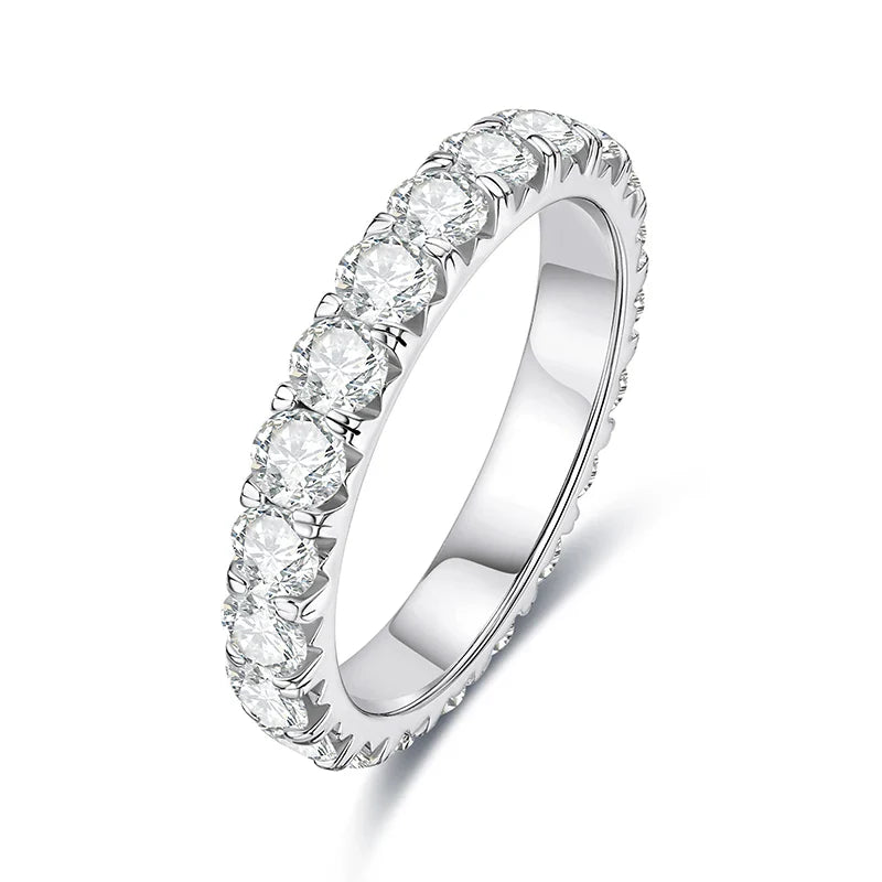 3mm 2-3ct D Color Moissanite Wedding Band Ring 925 Sterling Silver Eternity Band Engagement Rings for Women