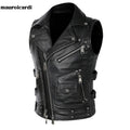 Autumn Black Motorcycle Pu Leather Vest Men Zipper Pockets Plus Size Faux Leather Biker Sleeveless Jacket 4xl 5xl