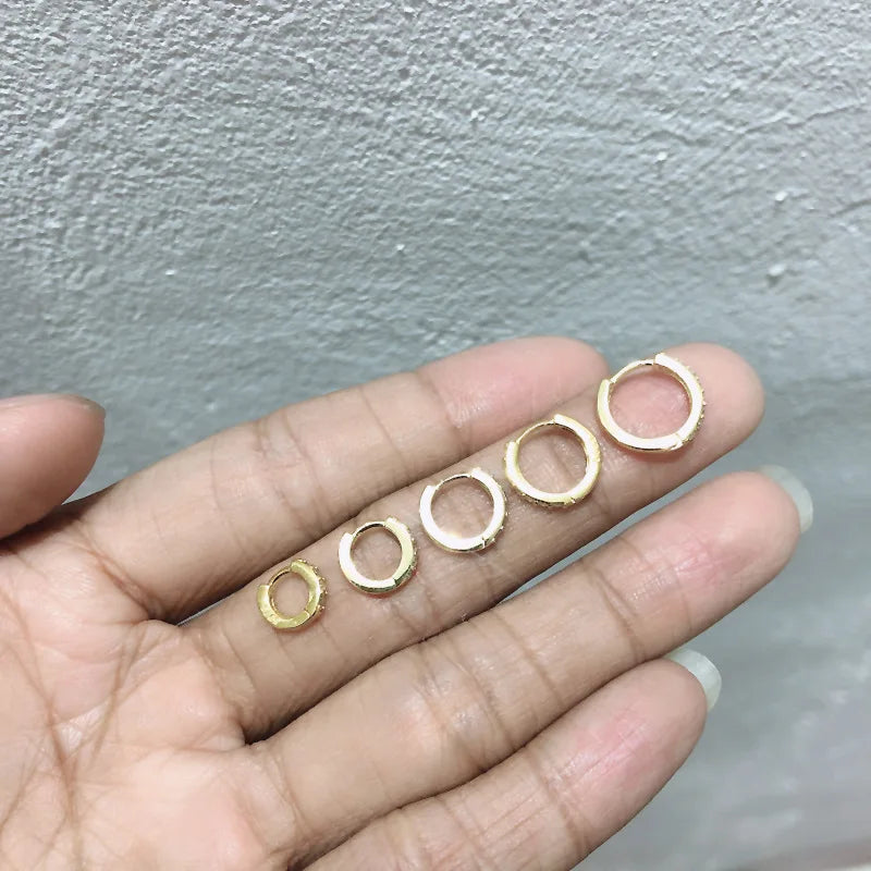 Real 925 Sterling Silver Gothic Simple White Zircon Hoop Earrings for Women Men Charms Unique Party Couple Jewelry 2021