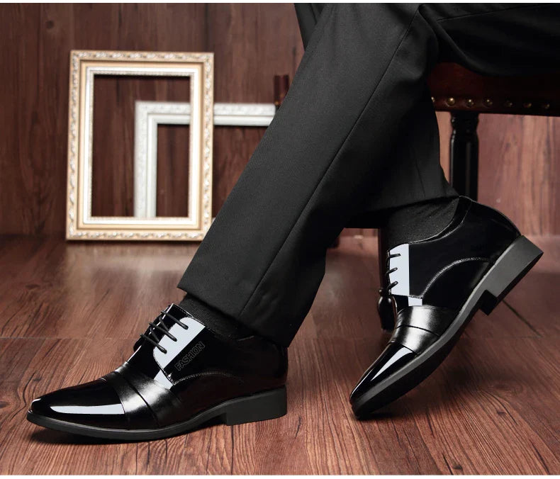 6cm/8cm Height Increasing Mens Formal Dress Shoes Cow Leather Elevator Shoes Business Office Oxfords Wedding Party Social Shoes