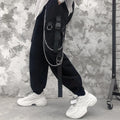Women Cargo Harem Pants Side Pockets Black White Hip Hop Casual Pants