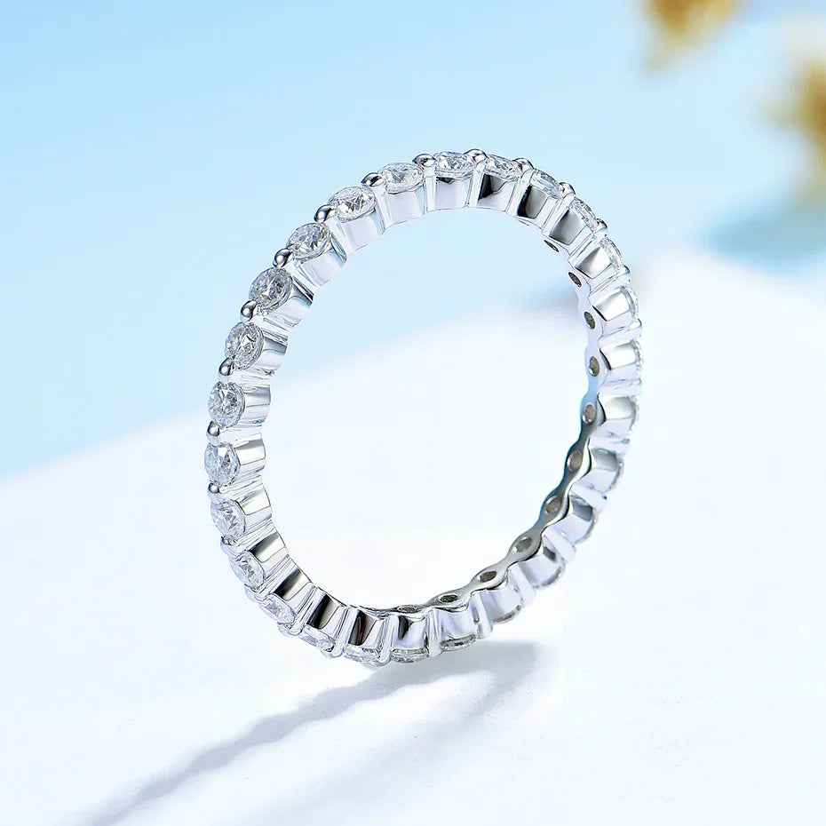 Moissanite Ring 585 14K 10K 18K Rose Gold Half Eternity Bubble Rings for Women Jewelry Wedding Diamond Engagement Band