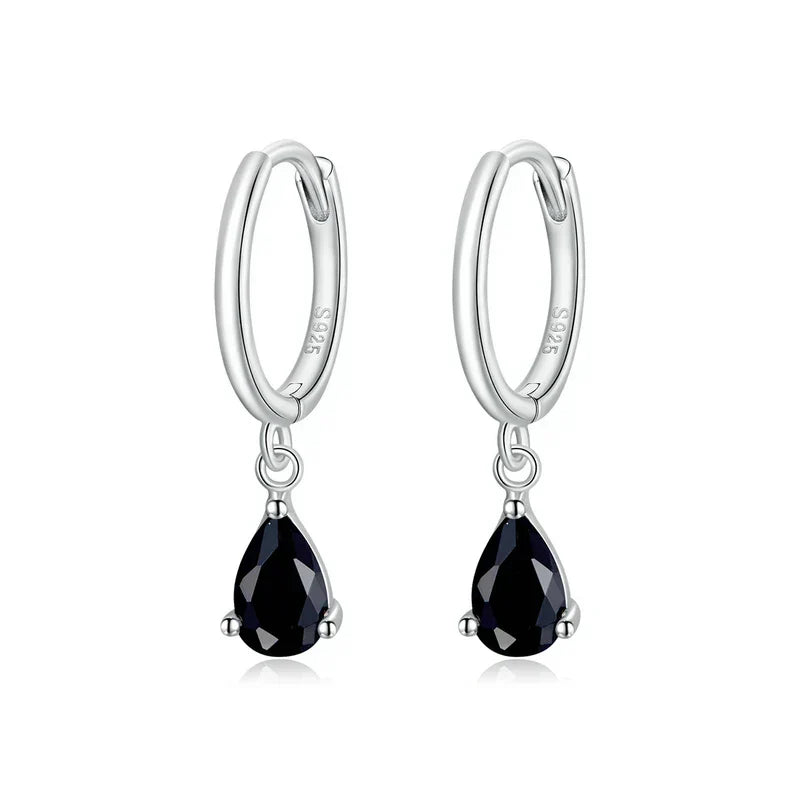 Silver Green Water Drop Earrings 925 Sterling Silver 4 Colors Drop Shape Earring for Women Statement  Jewelry