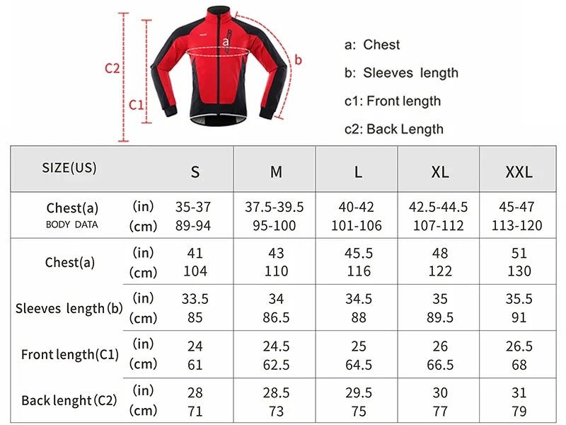 Men's Winter Cycling Jacket Thermal Fleece Warm Up Bicycle Clothing Windproof Waterproof Soft Shell Coat MTB Bike Jersey