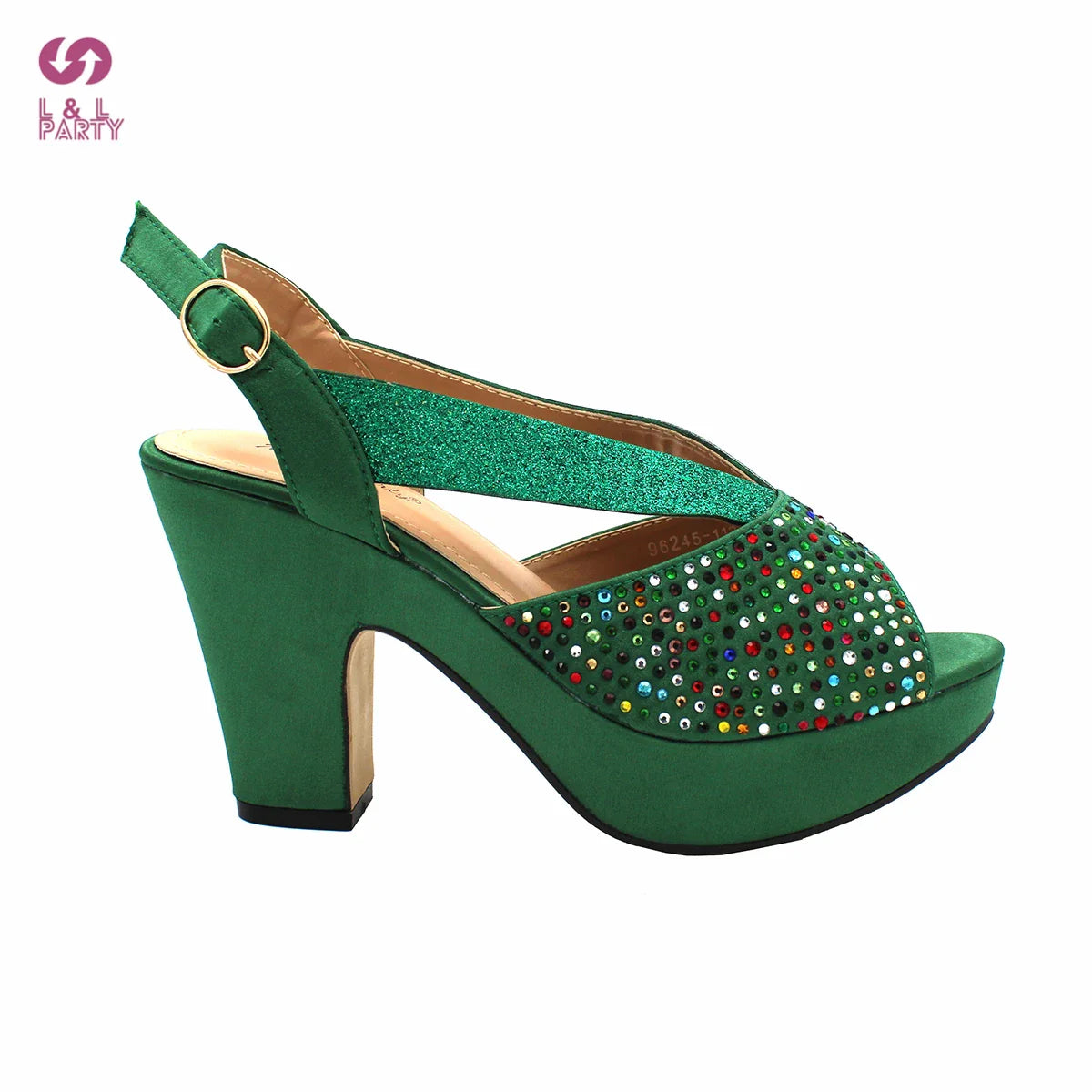 Fashionable Italian Women Shoes Matching Bag in Green Color