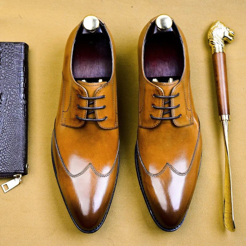 High Quality Handmade Oxford Dress Shoes Men Genuine Cow Leather Suit Shoes Footwear Wedding Formal Italian Shoes Hot Size 37-46