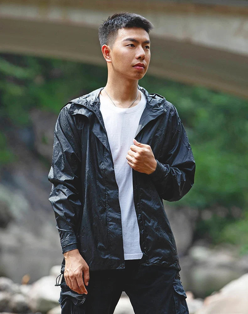 Cycling Raincoat Outdoor Rain Jacket Men Breathable Reflective Hooded Raincoat Waterproof Windbreaker European Size