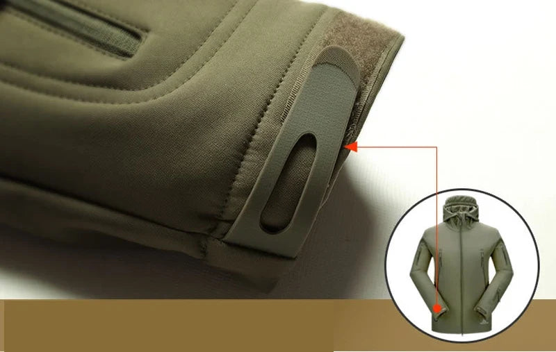 2024 New Fashionable Shark Skin Soft Shell Jacket Men's Tactical Windproof Waterproof Jacket Men's Jacket Hooded Jacket