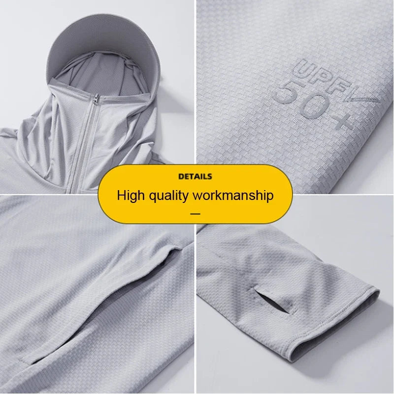 Long Sleeve Hoody Summer Women Sun UV Protection Quick Dry Clothing Men Hooded Jacket Thin Beach Sweatshirt