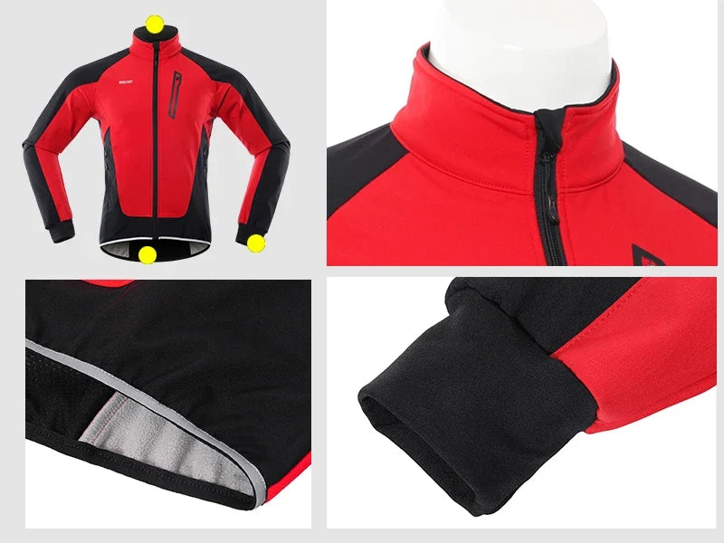 Men's Winter Cycling Jacket Thermal Fleece Warm Up Bicycle Clothing Windproof Waterproof Soft Shell Coat MTB Bike Jersey
