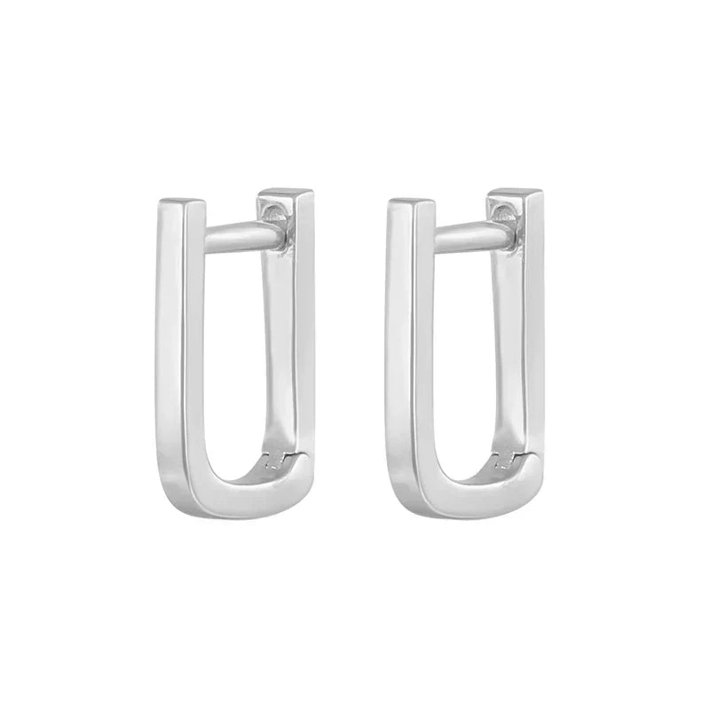 925 Sterling Silver Square Piercing Huggie Hoop Earrings for Women Simple Cubic Zirconia Earings Fine Jewelry Pendientes