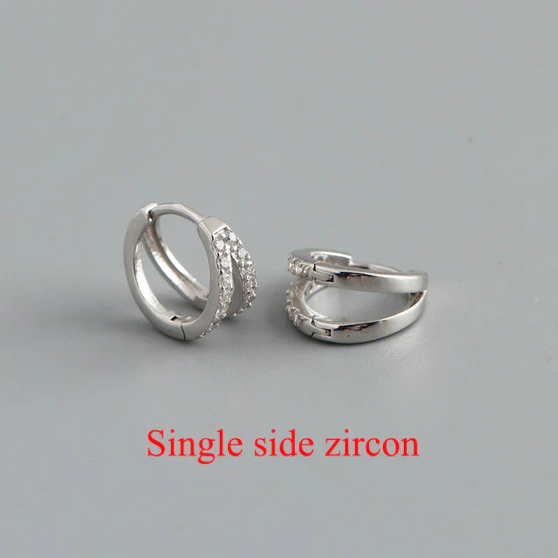 925 Sterling Silver Simple Glossy Double Ear Buckle for Women Unique Charm Party Hoop Earrings Fine Jewelry Accessories