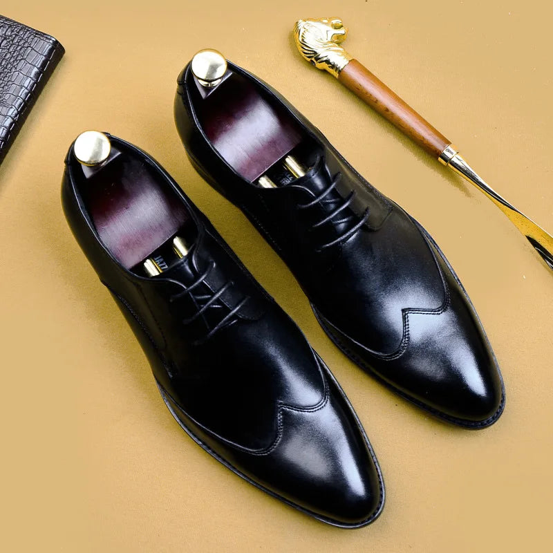 High Quality Handmade Oxford Dress Shoes Men Genuine Cow Leather Suit Shoes Footwear Wedding Formal Italian Shoes Hot Size 37-46