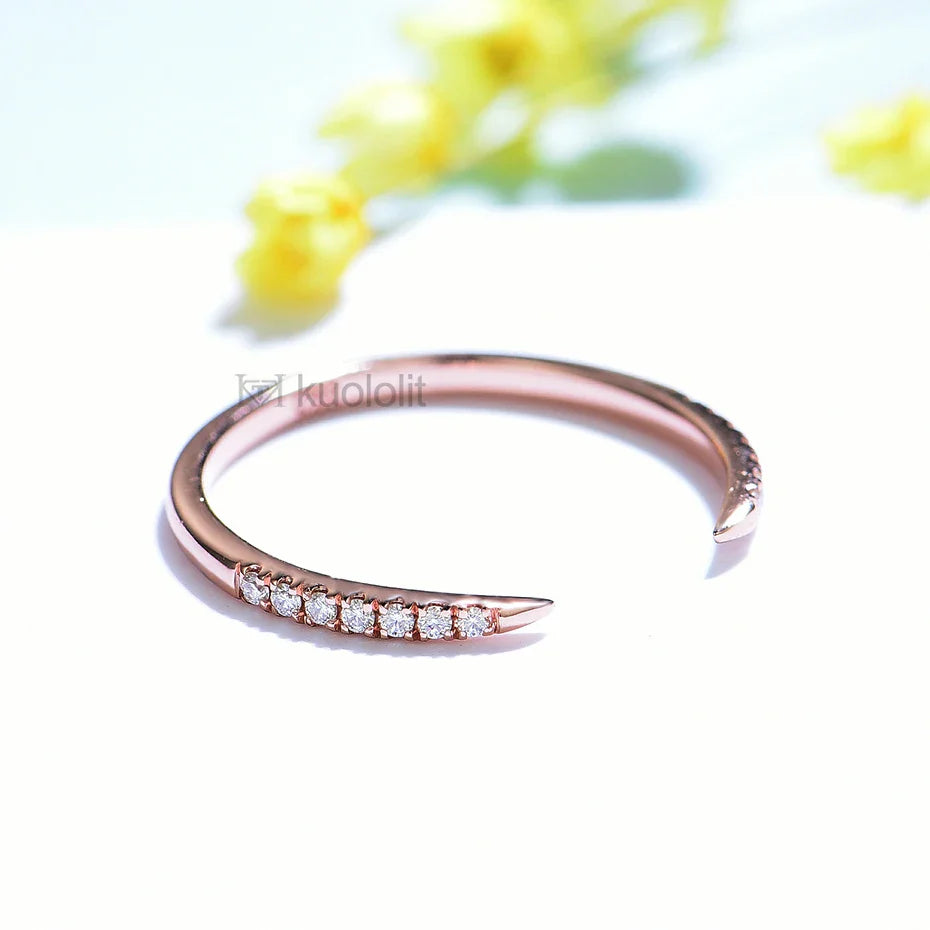 AU750 18K 14K Rose Gold Moissanite Ring for Women  Solitaire Matching Wedding Diamond V Band Engagement Christmas 2022