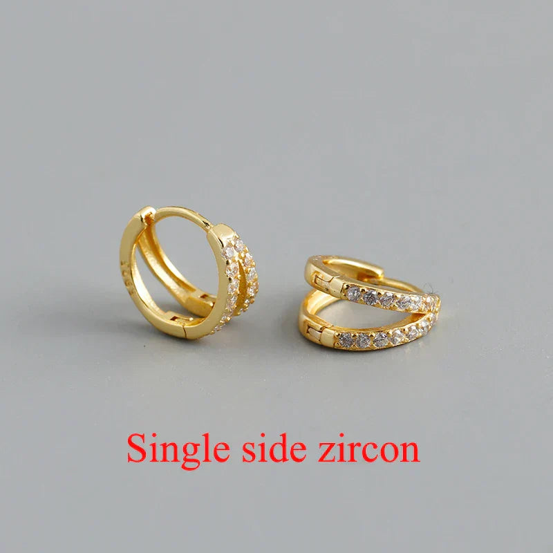 925 Sterling Silver Simple Glossy Double Ear Buckle for Women Unique Charm Party Hoop Earrings Fine Jewelry Accessories