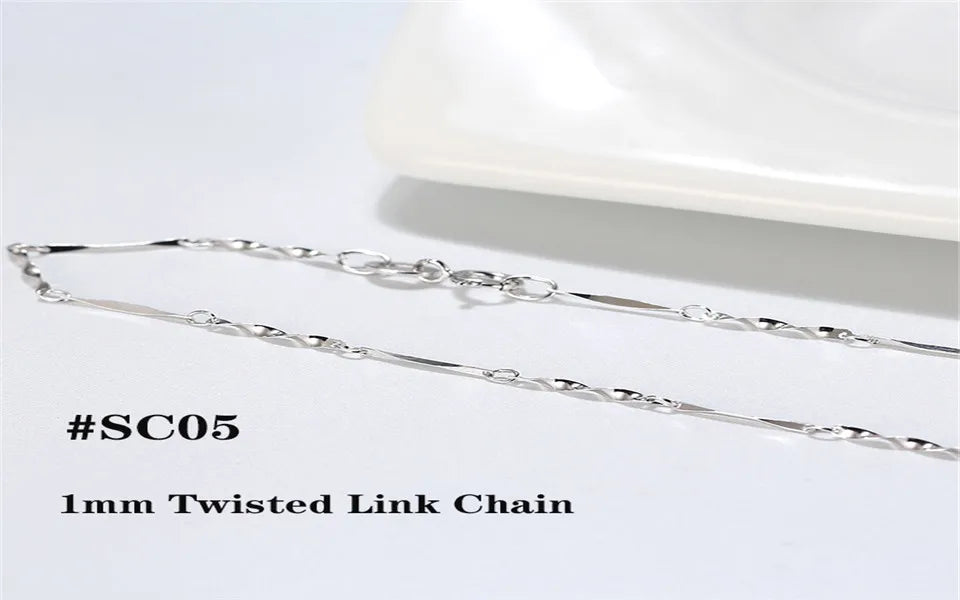 Real 925 Silver Link Chain Necklace For Women Men Basic Neck Chain Trendy Silver Cross Box Snake Chain Jewelry OSC20