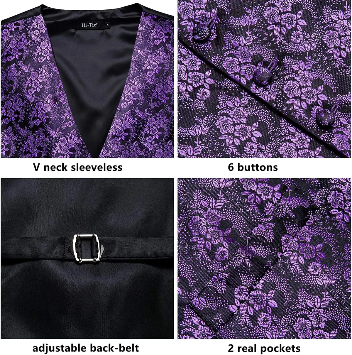 Fashion Silk Vest For Men Classic Gold Champane Yellow Waistcoat Jacket Tie Hankerchief Cufflinks Sets Dress Suit Wedding Hi-Tie