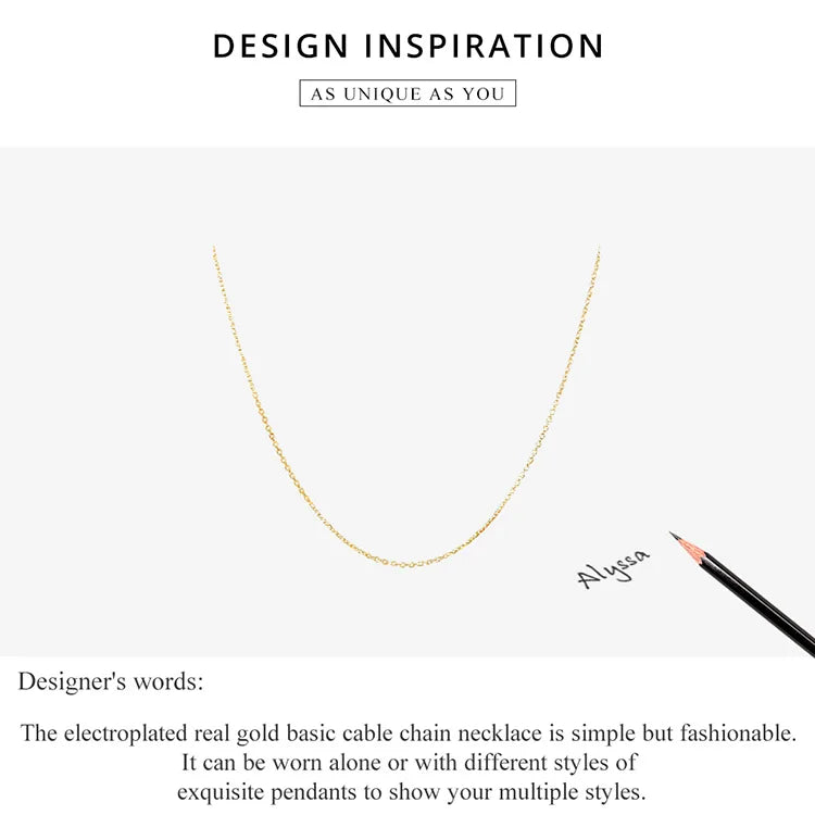 Classic Basic O-chain Solid 925 Sterling Silver Lobster Clasp Adjustable Necklace Box Cable Chain DIY Jewelry for Women
