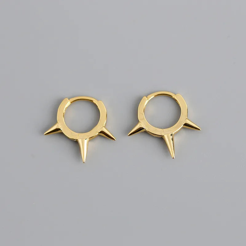 Real 100% 925 Sterling Silver Punk Hip-Hop Link Chain Gothic Studs Earrings for Fashion Women Jewelry Accessories 2022