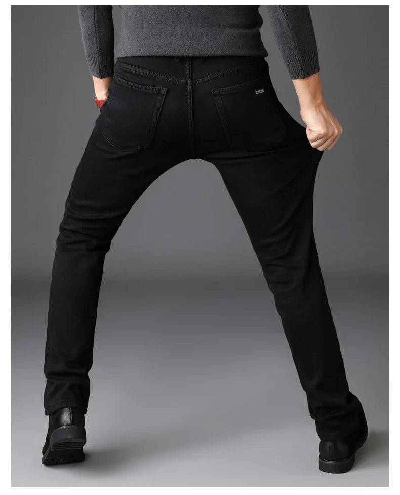 2023 Men's Stretch Black Jeans Classic Style Business Fashion Pure Slim-fit Denim Pants Male Brand Casual Trousers