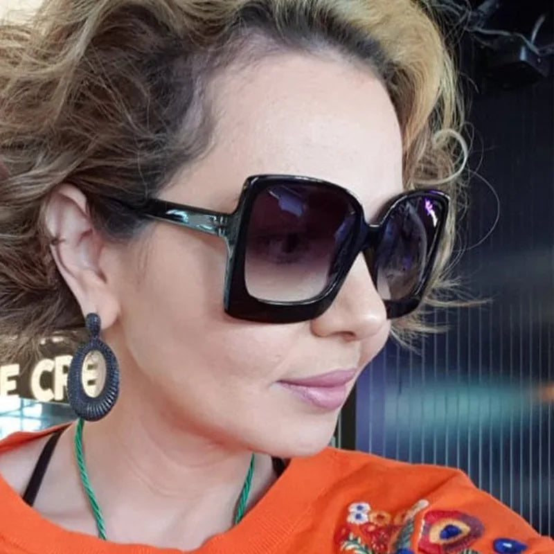 Big Frame Fashion Oversized Sunglasses Women Brand Designer Plastic Female Gradient Sun Glasses gafas de sol mujer UV400