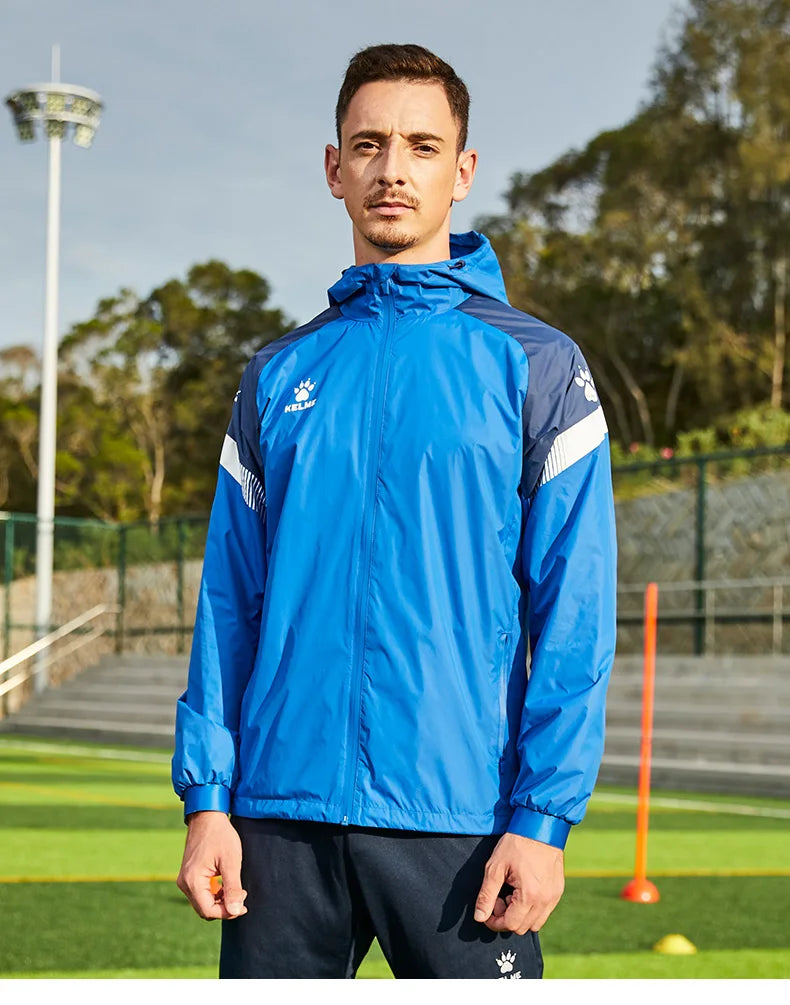Men's Windbreaker Running Jacket Soccer Kid Hooded Windproof Coat Couple Training Waterproof Jacket Quick Dry 8061WT1005