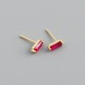 925 Sterling Silver Colorful Square Shiny Zircon Beads Piercing Stud Earrings for Women Fashion Gothic Exquisite Jewelry