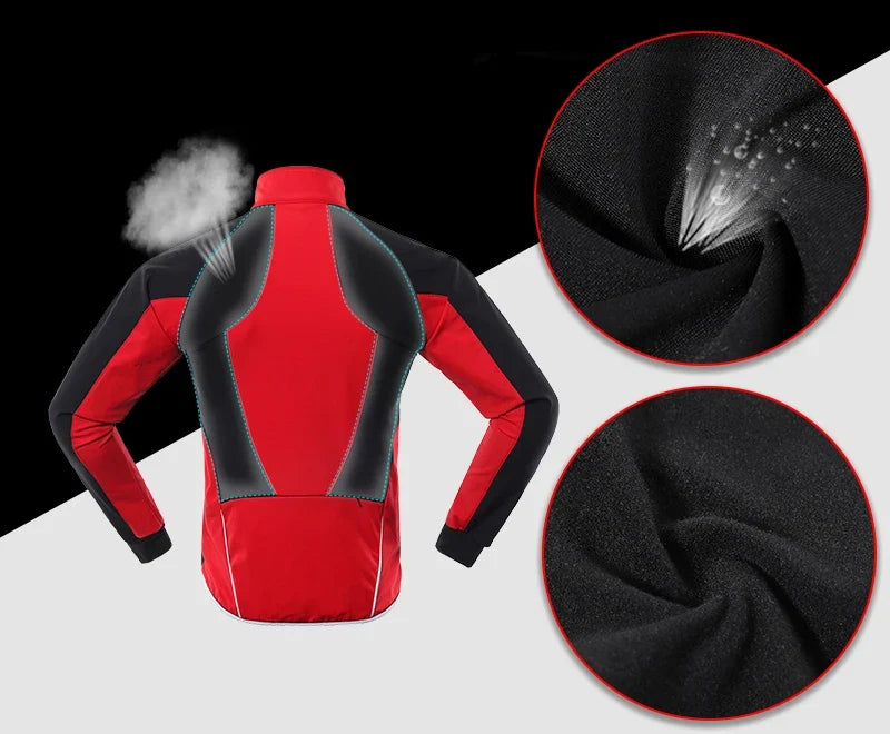 Men's Winter Cycling Jacket Thermal Fleece Warm Up Bicycle Clothing Windproof Waterproof Soft Shell Coat MTB Bike Jersey
