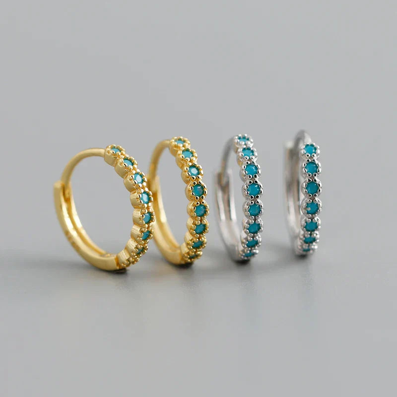 New Arrival Fashion Korean Blue Zircon Spike Geometric Stud Earrings for Women Real 925 Sterling Silver Gothic Jewelry
