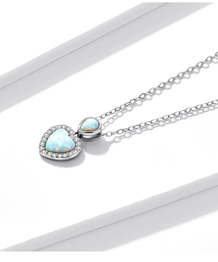 Genuine 100% 925 Sterling Silver Shining CZ Choker Necklace Heart-Shaped Pendant Chain Necklace for Women Fine Jewelry