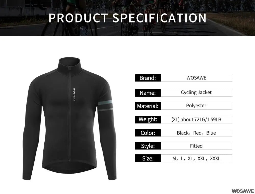 Men'sThermal Winter Cycling Jacket Fleece Lining Long Sleeve Jersey Windproof Running Riding Ciclismo Cycling Clothing