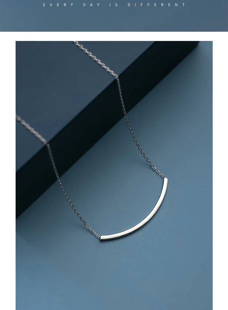 Silver Simple Geometric Female Necklaces 100% 925 Sterling Silver Classic Fashion Chain Necklaces For Women Girl Jewelry