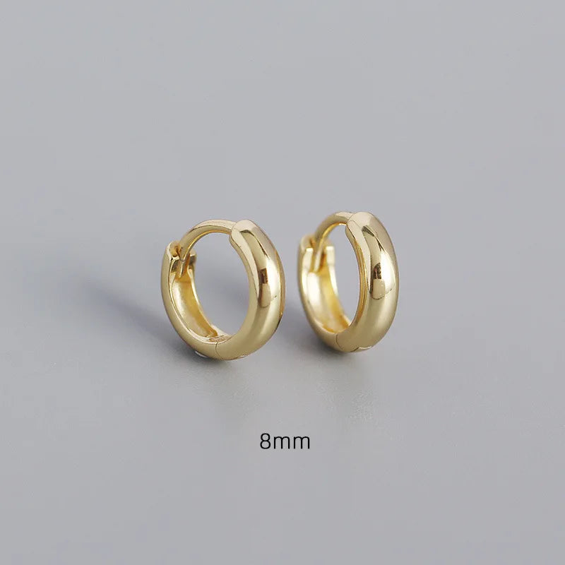 925 Sterling Silver Minimalism Punk Rock Wide Hoop Earrings for Women Men Fashion Gothic Bohe Huggie Ear Buckle Jewelry