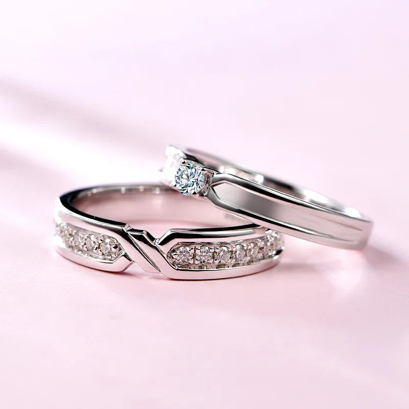 Solid 925 Sterling Silver Wedding Bands Ring for Women Men Jewelry VVS1 Moissanite Engagement Ring Couple Anniversary