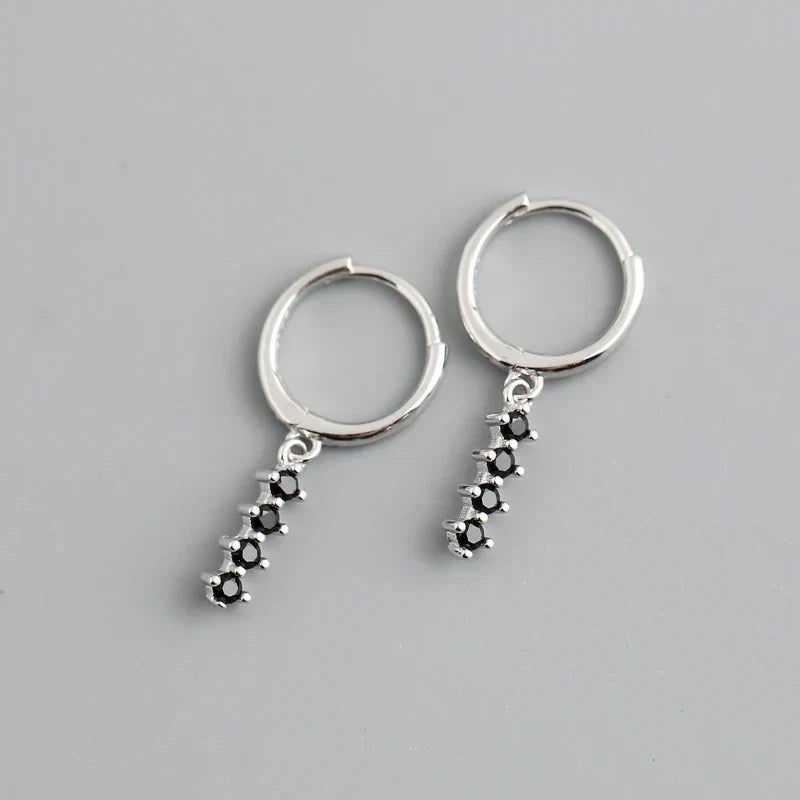 New Arrival Fashion Korean Blue Zircon Spike Geometric Stud Earrings for Women Real 925 Sterling Silver Gothic Jewelry