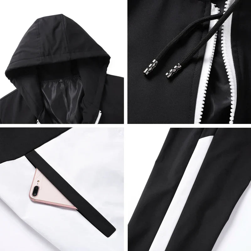 2026 New Men's Tracksuit Clothing Set Zipper Hoodie Sweatpants 2 Piece Hooded Long Sleeve Sportswear Sweatshirt Suits