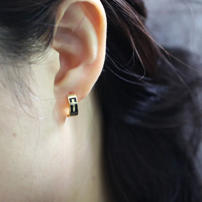 925 Sterling Silver Earring Colorful Dripping Oil Material Ear Ring Ear Buckle Rhombus Shape Trend Wild Girl Women Boy Ear Jewel