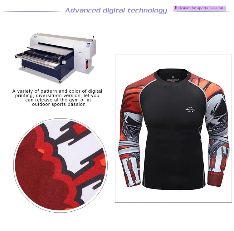 Men Long Sleeve Compression Athletic Workout Shirt Water Sports UPF 50+ Rash Guard High Quality Jiu Jitsu Gi BJJ Top