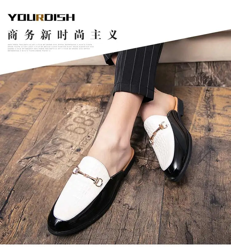 Italian Half Shoes For Men Leather Mens Casual Shoes Loafers Slippers Coiffeur Luxury Designer Man Slide Slipper Buty Meskie