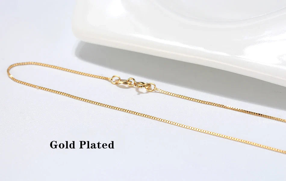 Real 925 Silver Link Chain Necklace For Women Men Basic Neck Chain Trendy Silver Cross Box Snake Chain Jewelry OSC20