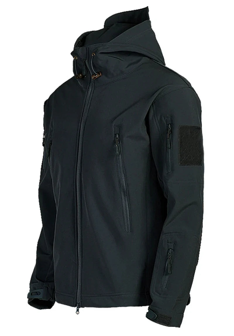2024 New Fashionable Shark Skin Soft Shell Jacket Men's Tactical Windproof Waterproof Jacket Men's Jacket Hooded Jacket