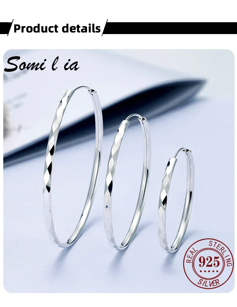 Women's Big Hoop Earrings, New Collection 100% 925 Sterling Silver Jewelry Fashion Women18K Golden серьги кольца