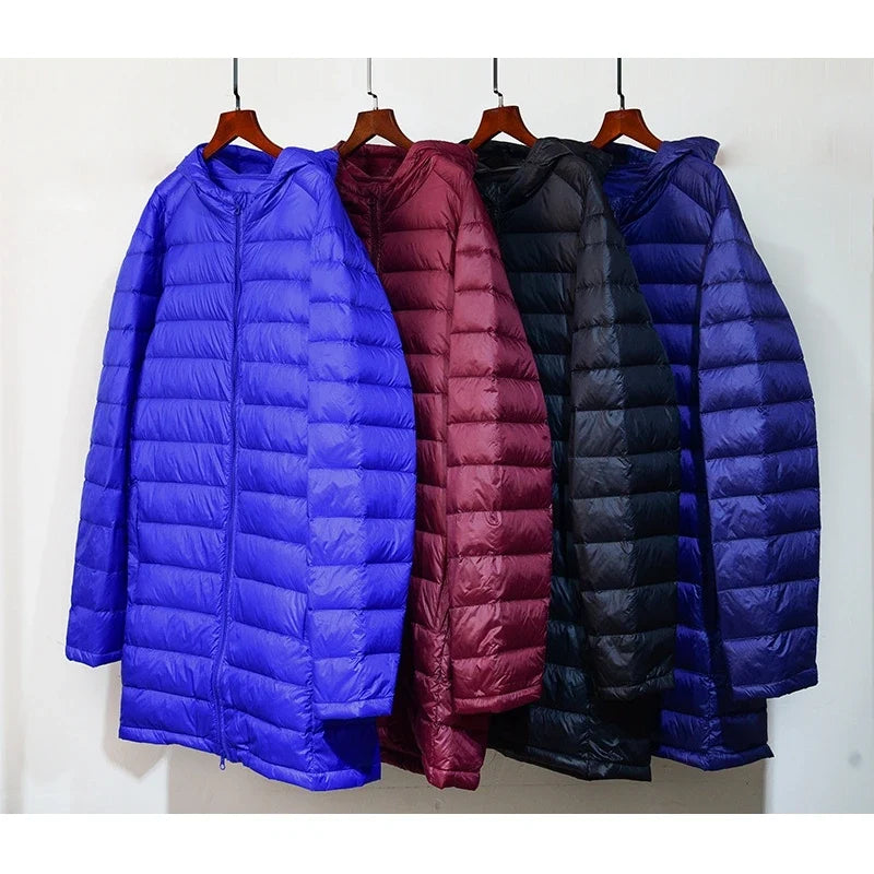 Plus 8XL Winter Long Duck Down Jacket Men Feather Parka Man Ultra Light Down Jacket Men Lightweight Warm Puffer Jackets