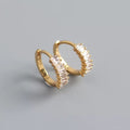 925 Sterling Silver Earring Fashion Rectangle Color Zircon Round Ear Ring Ear Bone Wild Trend Sweet Simple Women Girl Ear Jewelr
