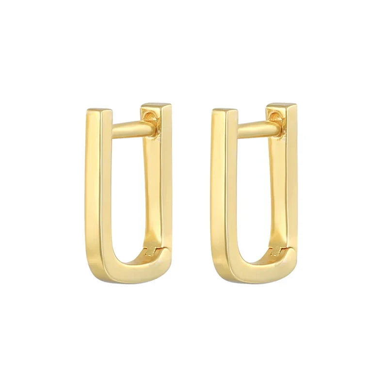 925 Sterling Silver Square Piercing Huggie Hoop Earrings for Women Simple Cubic Zirconia Earings Fine Jewelry Pendientes